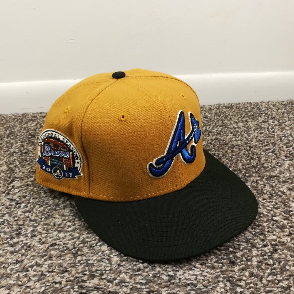 Atlanta Braves Hat Cap 2017 Inaugural Season New Era Beige Tan Size 7 1/8
